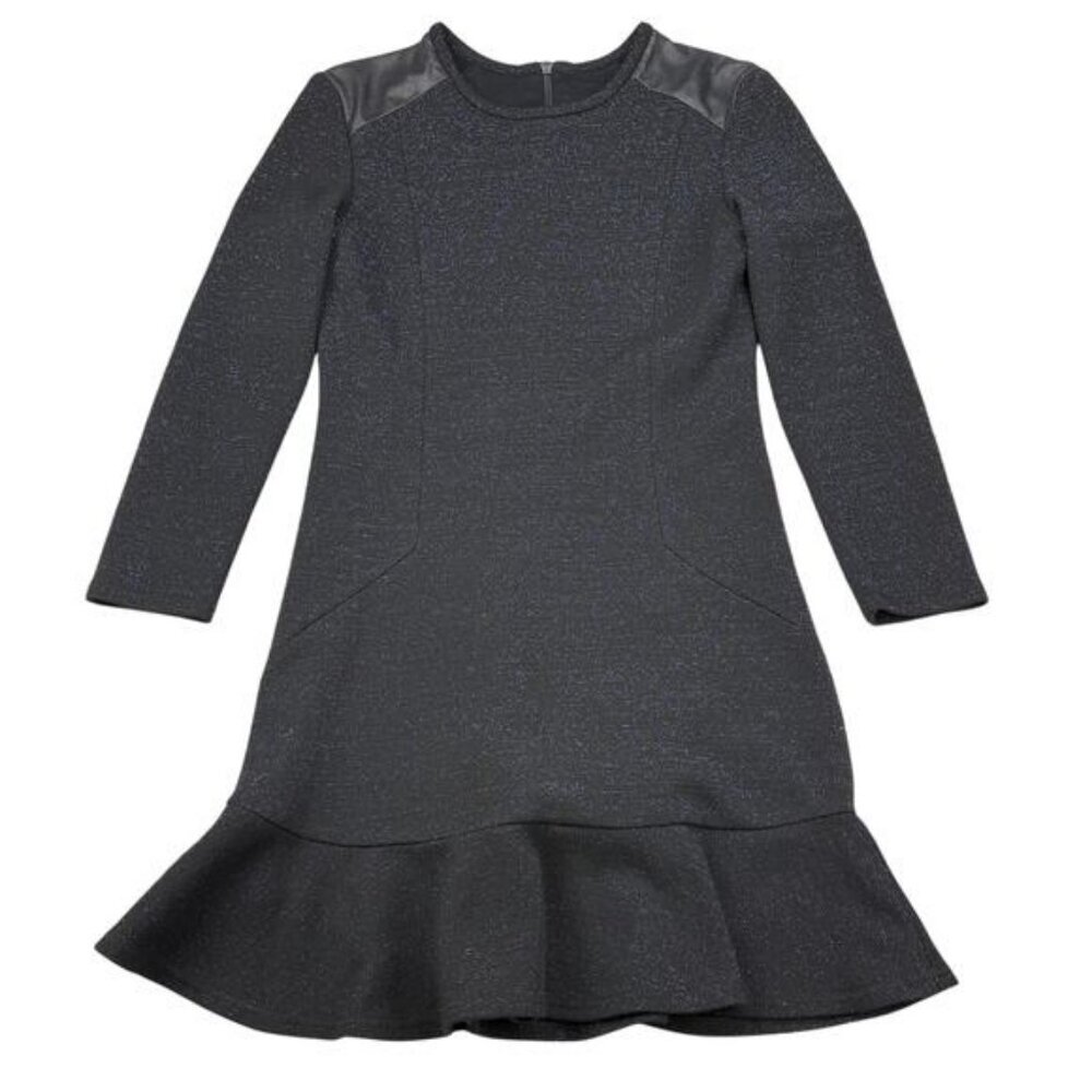 SANDRO Wool Blend Metallic Faux Leather Dress Size 6 - Picture 7 of 11